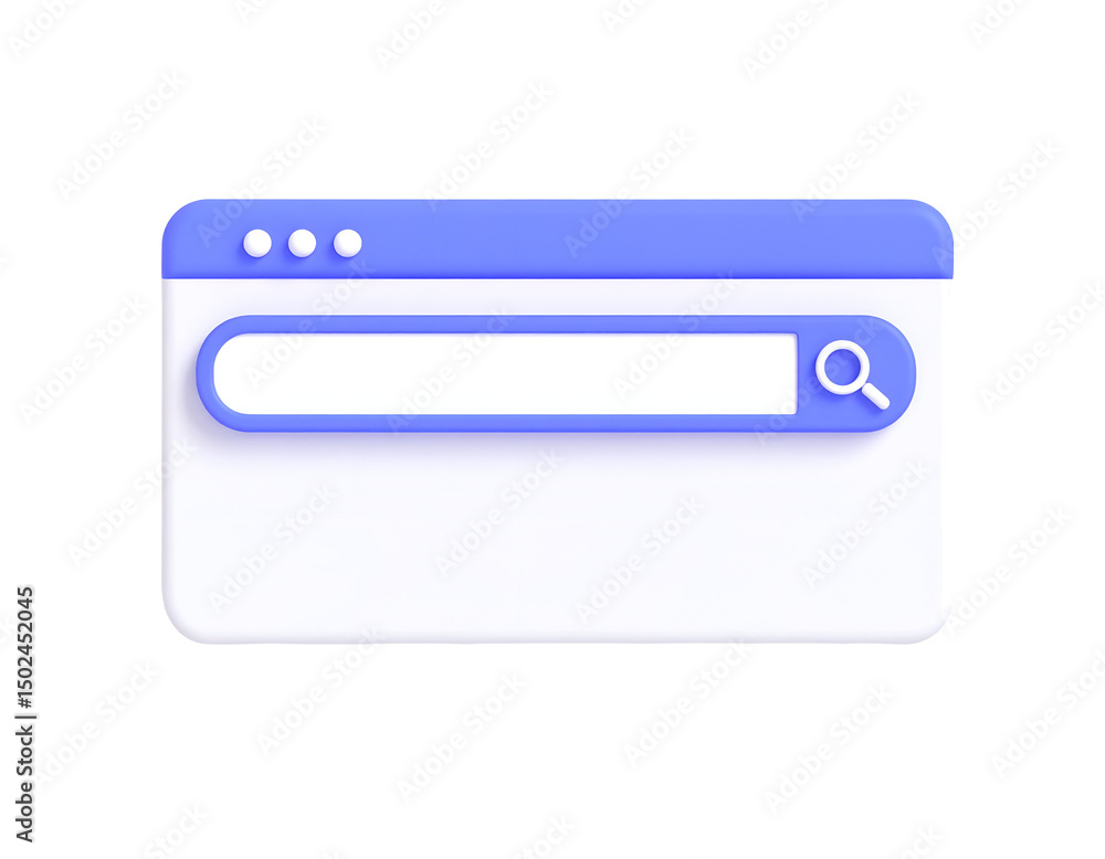 Poster 3d render of a web browser search bar