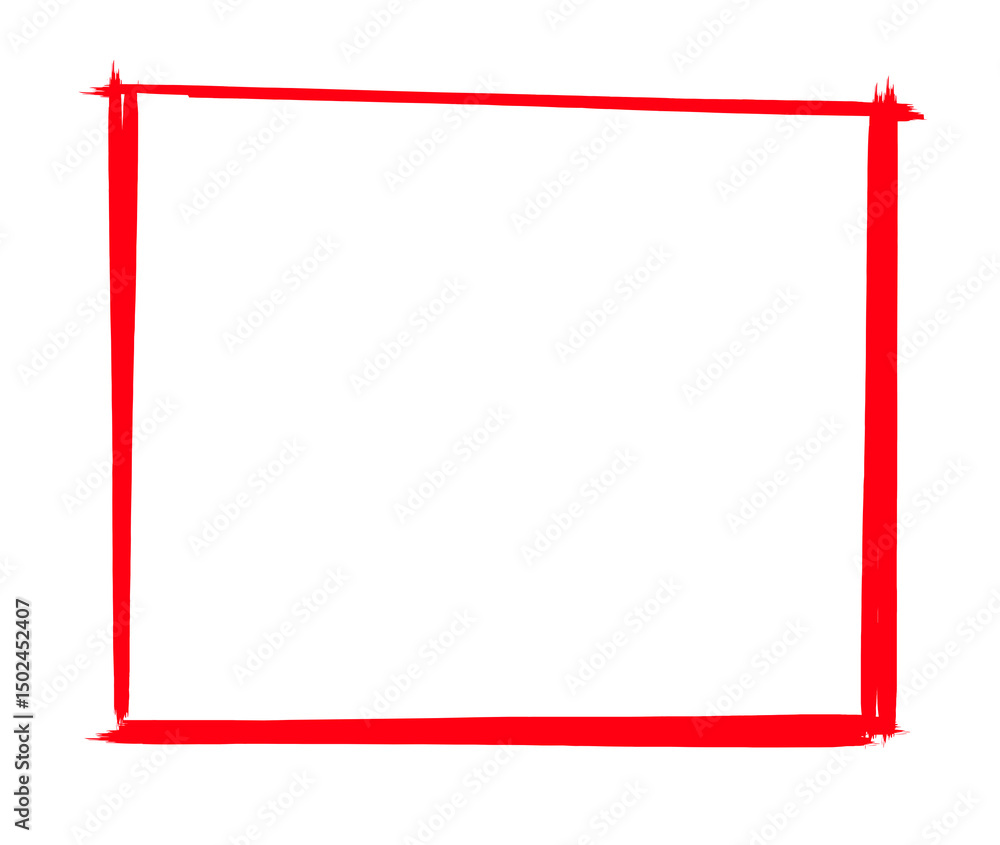 Poster red marker highlight square shapes line frames, highlighter hand drawing doodle, red marker scribble