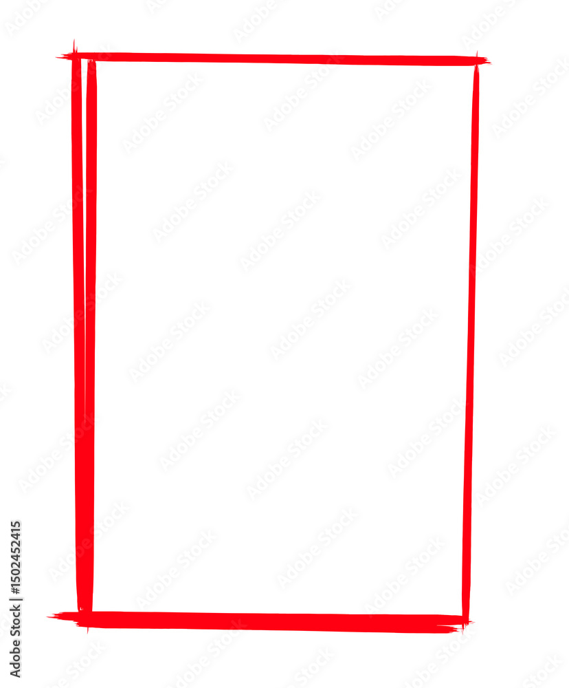 Poster red marker highlight rectangle shapes line frames, highlighter hand drawing doodle, red marker scrib