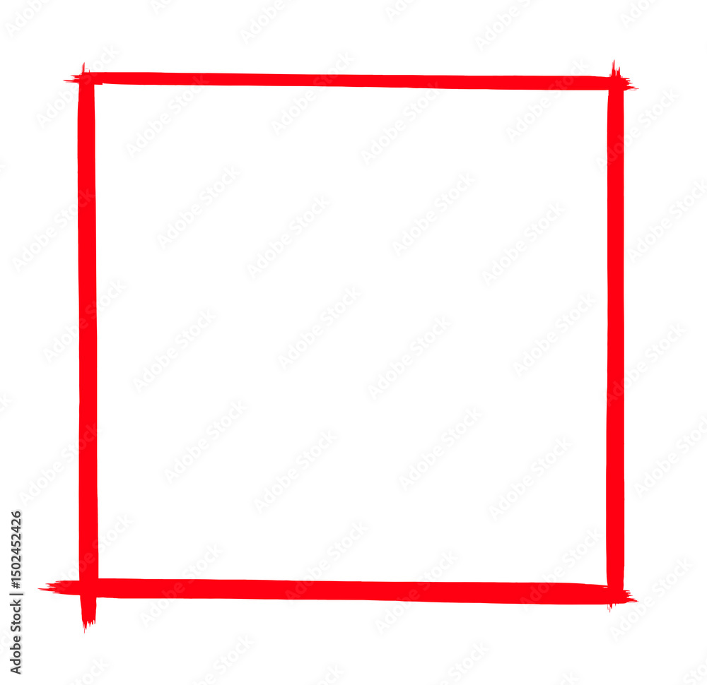 Poster red marker highlight square shapes line frames, highlighter hand drawing doodle, red marker scribble