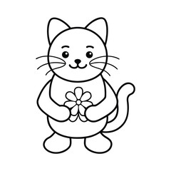 cute cartoon lucky cat character holding