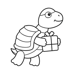 cute turtle carrying stack of new year gifts color age 