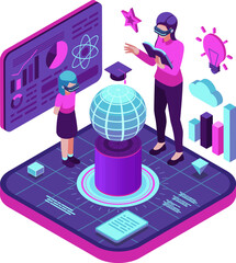 Isometric Teacher and Student in Virtual Metaverse Classroom