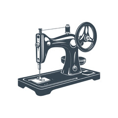 Vintage sewing machine silhouette Illustration