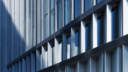 Obraz premium Modern facade with a grid of windows and panels