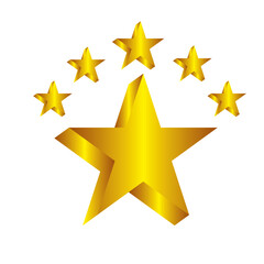 Star icon. 5 Star rating . Realistic gold star set vector.Feedback concept. Set of five yellow stars