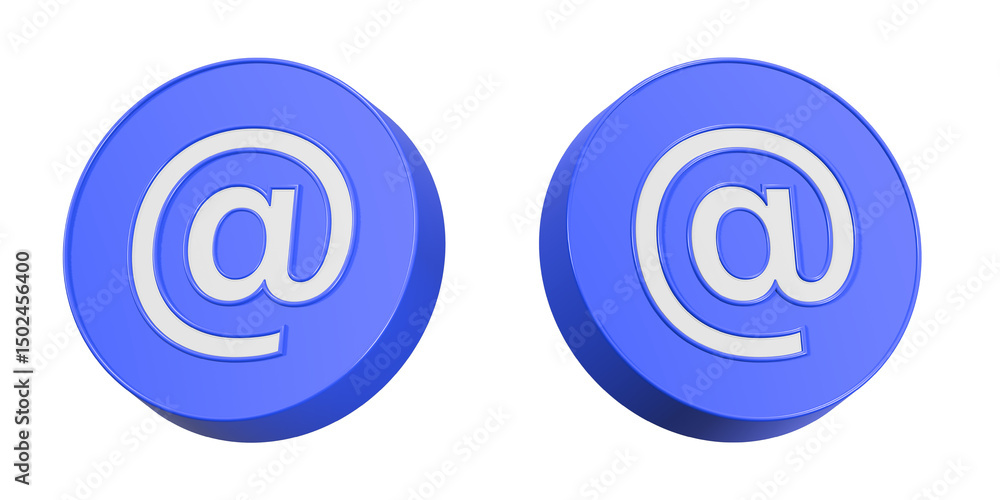 Poster email icon at button 3d rendering