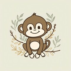 Fototapeta premium Adorable Cartoon Monkey Illustration
