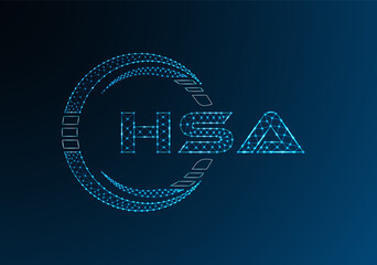 HSA low poly letter logo vector design. HSA lower poly logo design.