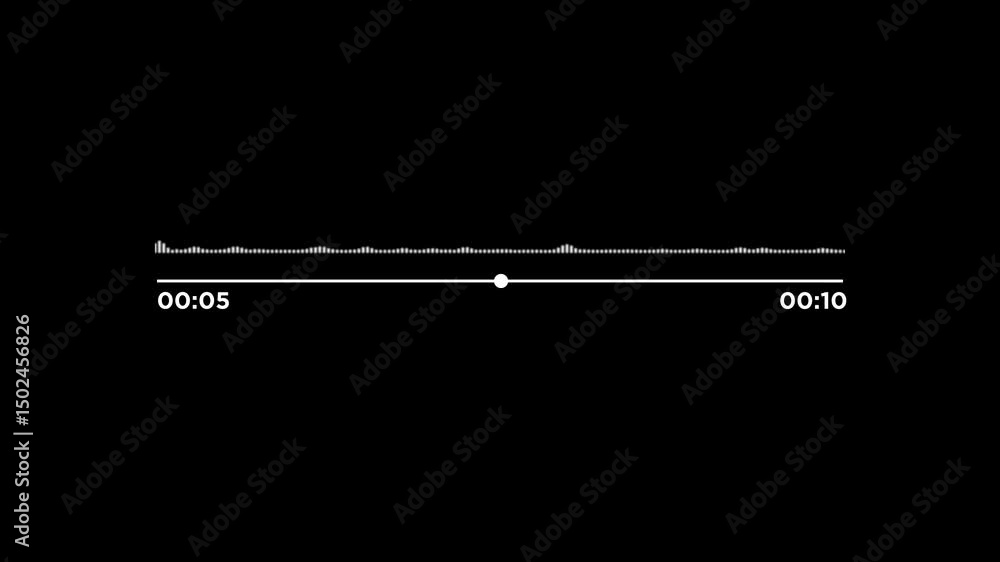 Poster audio voice message, playing record voice message animation isolated on black background