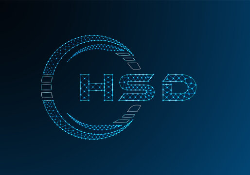 HSD low poly letter logo vector design. HSD lower poly logo design.