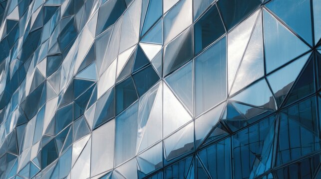 Modern architectural facade with triangular glass panels
