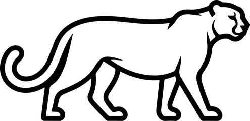 Cheetah silhouette and line art Vector