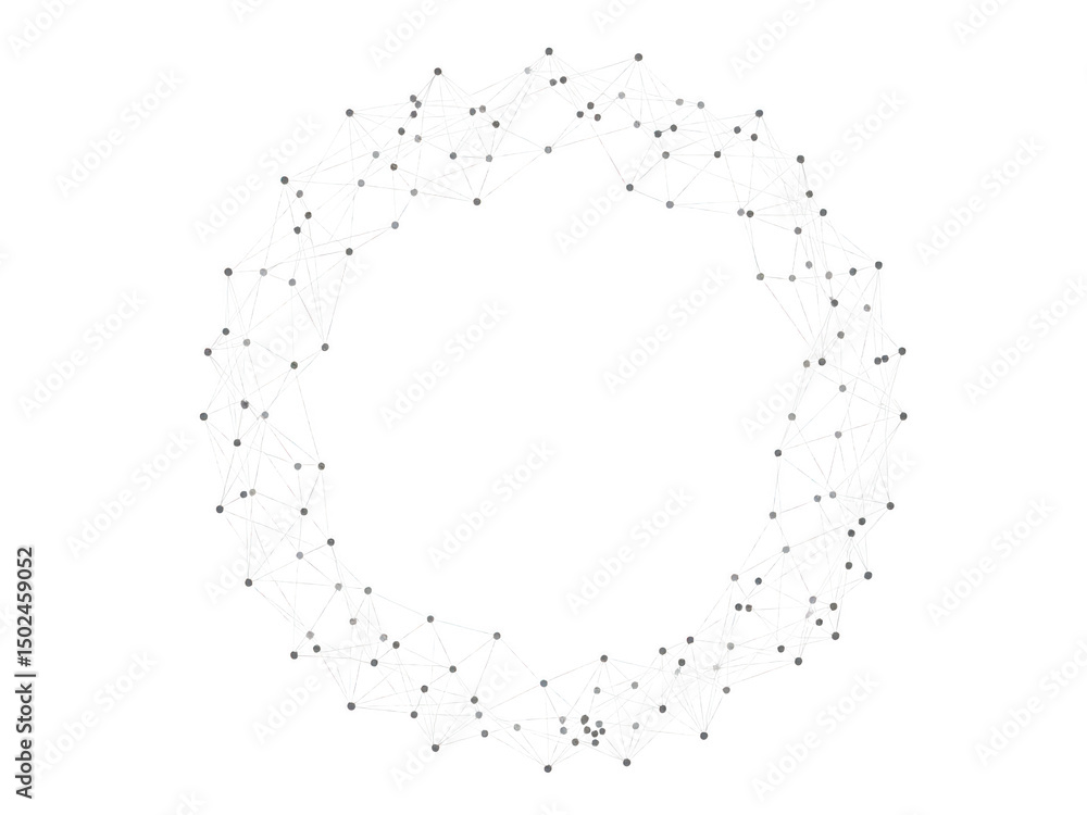Wall mural abstract white circular network mesh isolated on transparent background