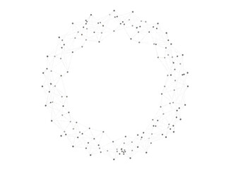 Abstract white circular network mesh isolated on transparent background