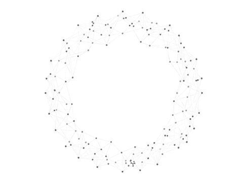 Abstract white circular network mesh isolated on transparent background