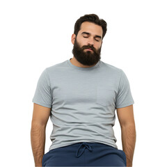 Fototapeta premium Man, Beard, Grey T-Shirt, Casual