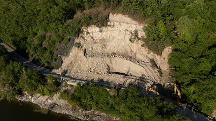 Landslide in the early morning of April 22 along the provincial road 21, between Lugagnano and...