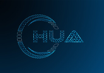 HUA low poly letter logo vector design. HUA lower poly logo design.