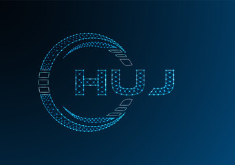 HUJ low poly letter logo vector design. HUJ lower poly logo design.