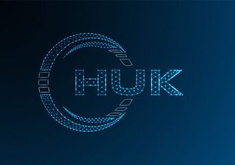 HUK low poly letter logo vector design. HUK lower poly logo design.