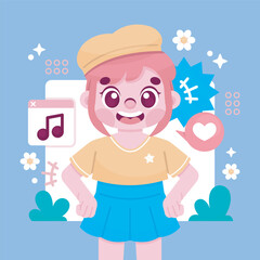 content creator girl illustration in isolated background