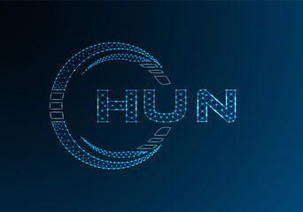 HUN low poly letter logo vector design. HUN lower poly logo design.