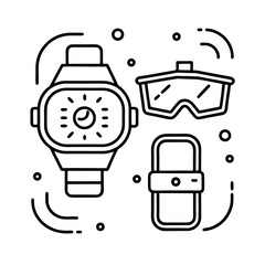  wearable technology icons including smartwatches  