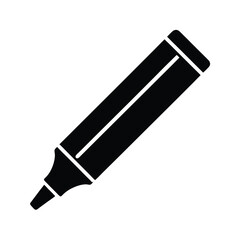 Black and white stylized icon of a highlighter pen commonly used for highlighting text