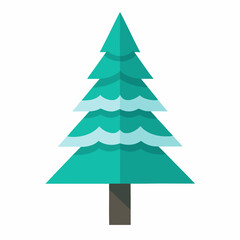 Fototapeta premium Winter-pine Vector Minimal Nature Design on White Background