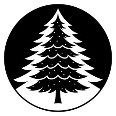 Fototapeta premium Winter-pine Vector Minimal Nature Design on White Background