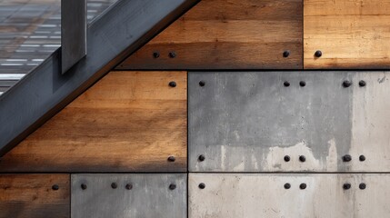 Wood and concrete cladding with metal accents