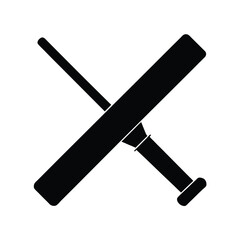 Crossed baseball bats icon in black and white representing sports and competition