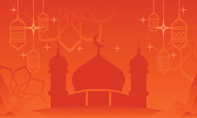 Islamic vector illustration of eid al fitr or eid al adha,elegant design,gradient background with stars and moon,and Islamic light design elements.for greeting cards,books,banners and more.