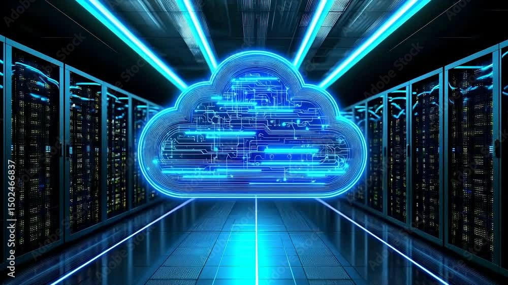 Poster Cloud computing network in a server room