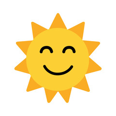 Sun icon, vector illustration, flat style, isolated on white background