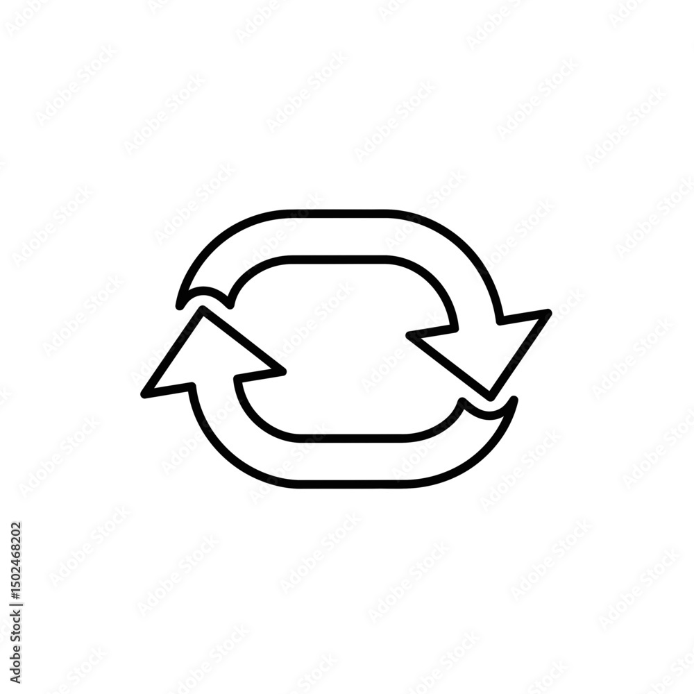 Poster circular arrow icon representing recycling concept in minimalist style