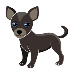 Cartoon Cute Dark Brown Puppy Dog Vector Illustration