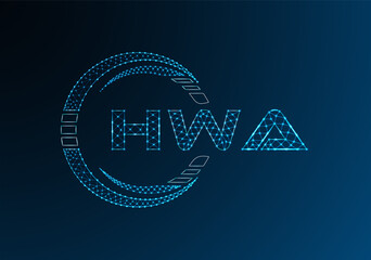 HWA low poly letter logo vector design. HWA lower poly logo design.