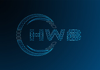 HWB low poly letter logo vector design. HWB lower poly logo design.