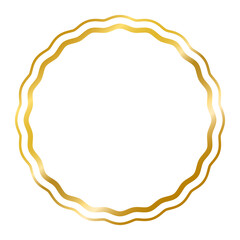 Golden Wavy Edges Circle Shapes Frame, Squiggly Edges, Jagged Geometric Borders, Decorative Frames Labels Badges Collection, Gold elements Vector illustration on transparent background