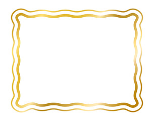 Golden Wavy Edges Rectangle Shapes Frame, Squiggly Edges, Jagged Geometric Borders, Decorative Frames Labels Badges Collection, Gold elements Vector illustration on transparent background