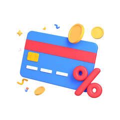3D render of credit card with discount