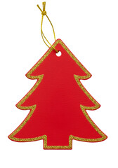 Red Christmas tree ornament tag