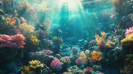 Naklejka premium Vibrant coral reef ecosystem underwater