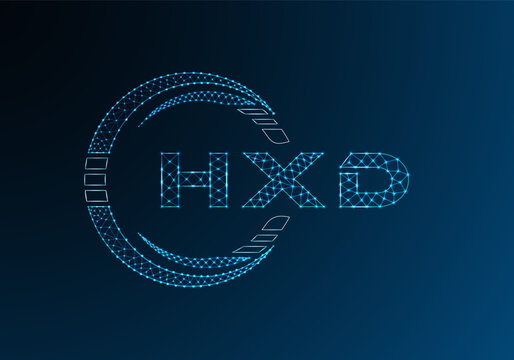 HXD low poly letter logo vector design. HWB lower poly logo design.