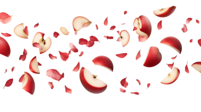 Set of apple in cut shape on white background