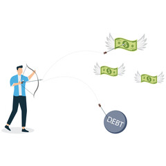 Hunting for Dollars Man Chasing Money with Arrows