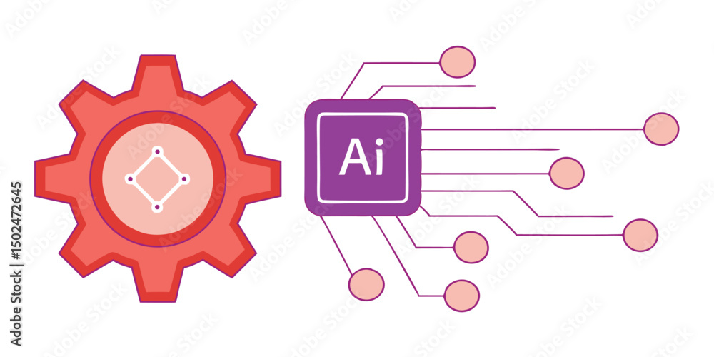 Poster artificial intelligence and data processing concept illustration for technology and innovation
