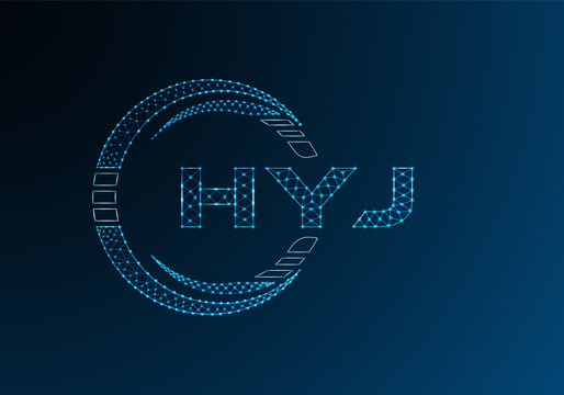 HYJ low poly letter logo vector design. HYJ lower poly logo design.
